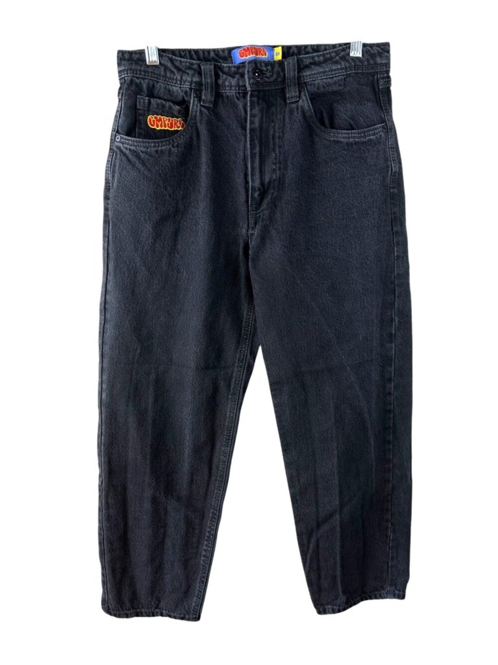 Empyre Jeans Mens 28 Washed Black Baggy Loose Fit Skate Denim Graffiti Logo